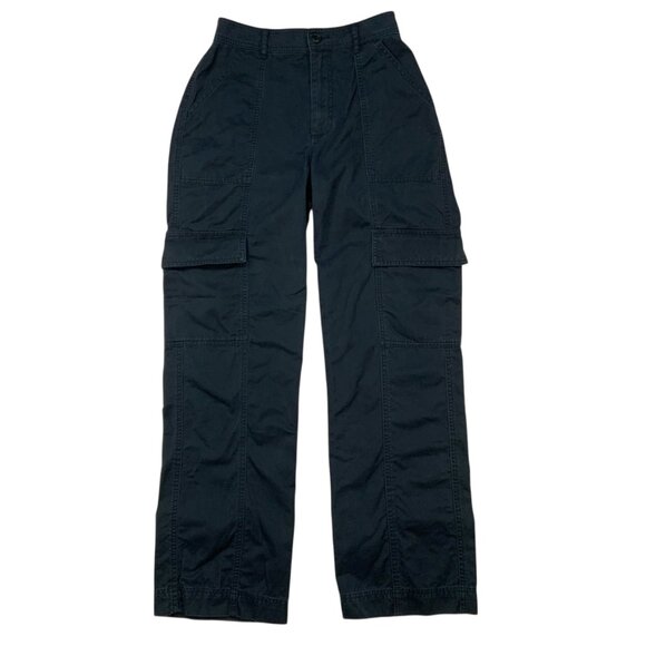 Abercrombie & Fitch Womens Cargo Pant 4 27 Black High Rise Straight Leg Academia - Picture 1 of 12